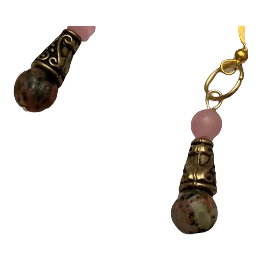 Handcrafted Pewter Buddha Rhodonite Necklace Set - Picture 3 of 7